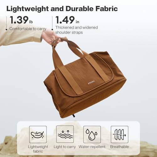 mixi Travel Tote Bag for Women Large Expandable Travel Bag Waterproof Lightweight Carry On Personal Item Handbag - color: Brown