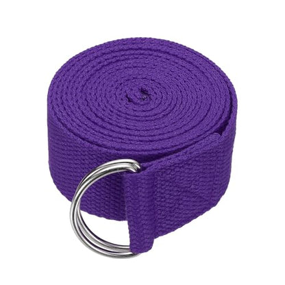 Yoga Strap for Stretching, Athletic Stretch Band with Adjustable Metal D Ring Buckle Yoga Bands - color: Purple, size: 8.2ft