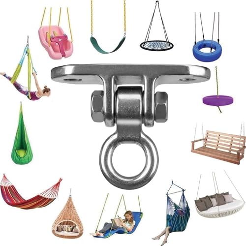 Stainless Steel Heavy Duty 180° Swing Hanger Kit - Ceiling Mount with Hook for Porch Swing, Hammock Chair, Yoga Swing, Punching Bag, 1000 LB Capacity, Rust-Resistant Hardware Included - size: 2 holes-1Pack