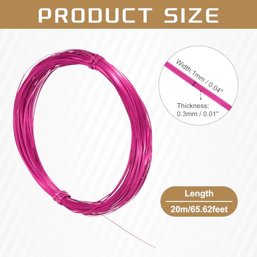 uxcell 1mm Aluminum Craft Flat Wire,66Ft 0.3mm Thickness Bendable Metal Floral Jewelry Beading Armature Wire for Sculpting Armature DIY Jewelry Making, Rose Red - color: Rose Red, size: 66Ft
