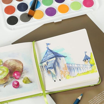 Prudiut 5" x 5" Hardcover Small Sketch Book, 80 Sheets, Emerald Green | 160gsm Acid-Free Travel Sketchbook, Elastic Closure, Ribbon Bookmark, Mini Sketchbook for Sketching & Back to School Gifts - color: Emerald Green