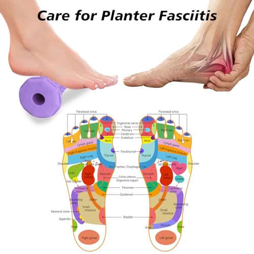 Purple Foot Massager Roller for Plantar Fasciitis, Arch & Heel Pain Relief | Includes Foot Roller, lacrosse and spiky massage balls for deep tissue trigger point muscle therapy and neuropathy relief - color: Purple Combination
