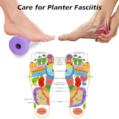 Purple Foot Massager Roller for Plantar Fasciitis, Arch & Heel Pain Relief | Includes Foot Roller, lacrosse and spiky massage balls for deep tissue trigger point muscle therapy and neuropathy relief - color: Purple Combination