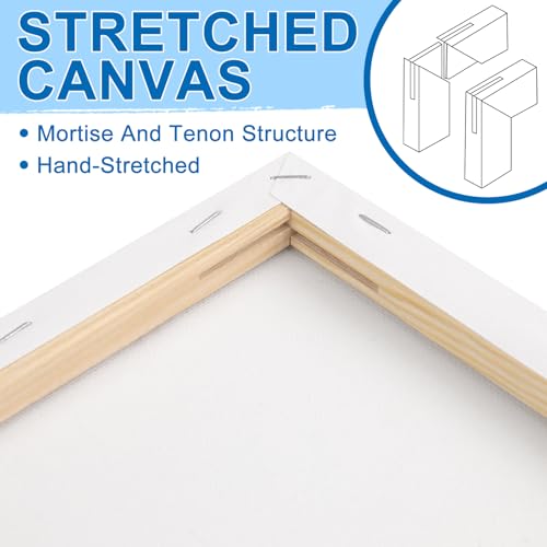 ESRICH Stretched Canvas for Painting, 8 Pack 9x12 Inch Canvas Value Pack,Primed Acid-Free Cotton Blank Canvases, Painting Canvas for Oil & Acrylic Paint. - size: 9X12IN 8 Packs