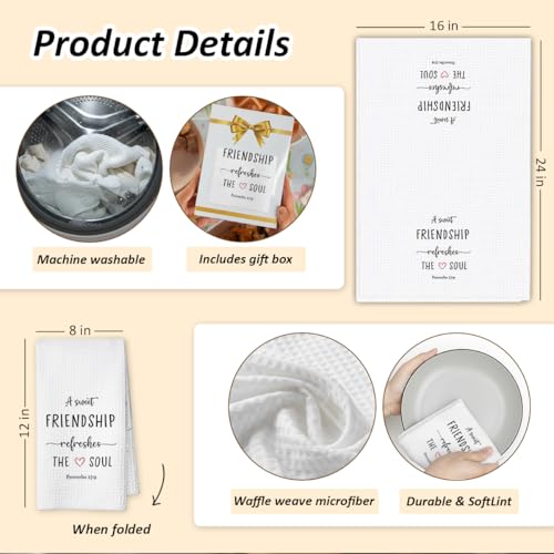 1 PCS Funny A Sweet Friendship Refreshes The Soul Hand Towels,Christian Kitchen Towels,Gift for Friend Woman, Hostess Gifts - color: Color_01