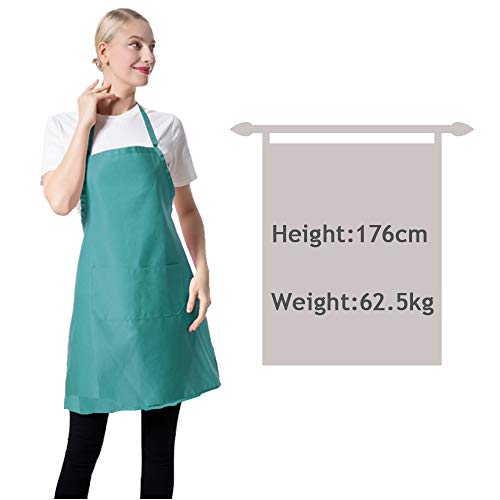 Total 15 PCS Blue Plain Color Bib Aprons Bulk for Women Men Adult with 2 Front Pockets (Baby Blue,15pcs) - color: Baby Blue