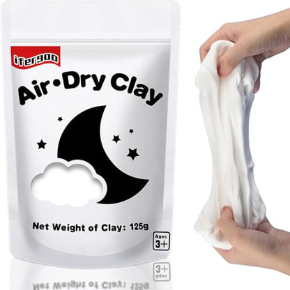 ifergoo 125g White Air Dry Clay, 4.41 oz Foam Magic Modeling Clay for Kids | Refill White Clay for School Art & Craft Project, Slime Supplies, Super Light & Soft, Non-Toxic, Age 3-12 Boys and Girls Gift - color: D-White Color
