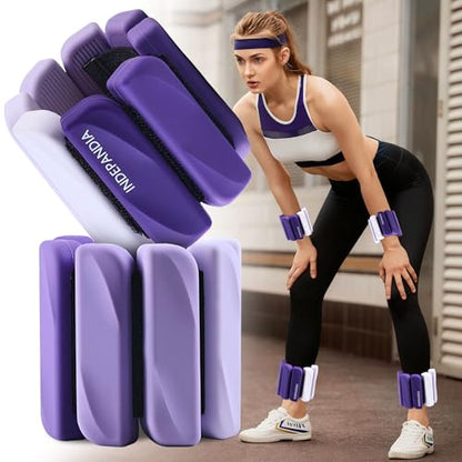 Ankle Wrist Weights for Women 2lbs/4lbs Pairs Adjustable Silicone Weights - color: Gradient Purple, size: 4 lbs Pair (2 lb Each)