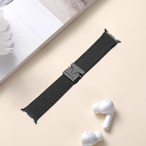 Nylon Braided band Compatible with Samsung Galaxy Watch 8 40mm 44mm, Elastic Band for Galaxy Watch 8 Classic 46mm - color: Black