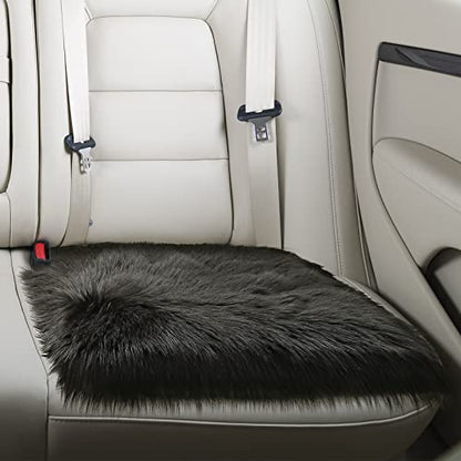 Softlife Black Faux Fur Sheepskin Chair Cover Seats Cushion Pad Super Soft Area Rugs for Living Bedroom Sofa Dorm (1.6ft x 1.6ft) - color: Black