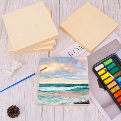 26 Pack Unfinished Wood Canvas Boards for Painting - 6 x 6 Inch Square Wooden Panels and Painting, DIY Handicrafts, Home Decoration（Thickness 0.98 inch）