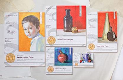 100% Cotton Watercolor Paper Block 140 lb - 4x6 in Cold Pressed 20 Sheets | Professional Grade Water Color Paper, Acid-Free Archival, Dual Texture Surfaces, Warp-Free Block Binding, Gouache & Wet-Media - size: 4"x6" Albert Card