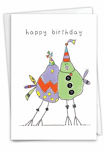 Best Card Co 1 Happy Birthday Greeting Card Adorable Bird Design C3176FBDG - style: Wordy Birdies