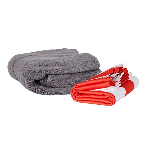 Dock & Bay Beach Towel - Quick Dry, Sand Free - Compact, Lightweight - 100% Recycled - Includes Bag - Cabana - Waikiki Coral Red - Extra Large (200x90cm, 78x35) | Sand-Resistant, Includes Travel Bag, Lightweight & Compact, 100% Recycled DryQ Fabric, Extra