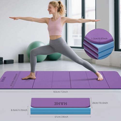HAHE 7-Fold Design Extra Thick Yoga Mat 72"L x 24"W x 0.47", TPE