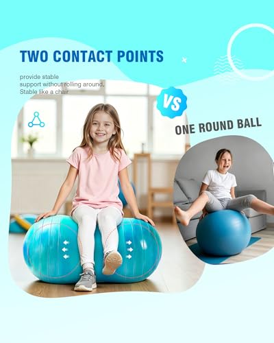 ZOOJOY Peanut Ball for Kids and Adults | 18/20Inch Anti-Burst Exercise Ball - color: Green & Blue, size: 35 x 18 Inch