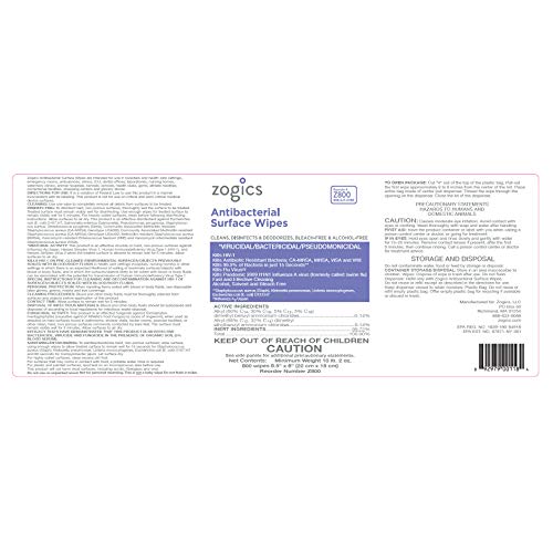 Zogics Antibacterial Disinfecting Wipes, 800 Count Roll - size: 800 Count (Pack of 1)
