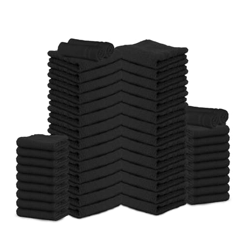Salon Towels – 50 Pack Black Hand Towels 100% Cotton Spa Towel – 16x27 inches Highly Absorbable Facial, Gym, Hair, Face, Bulk Small Towels (Not Bleach Proof) - color: Black, size: HAND TOWEL PACK OF 50 16X27