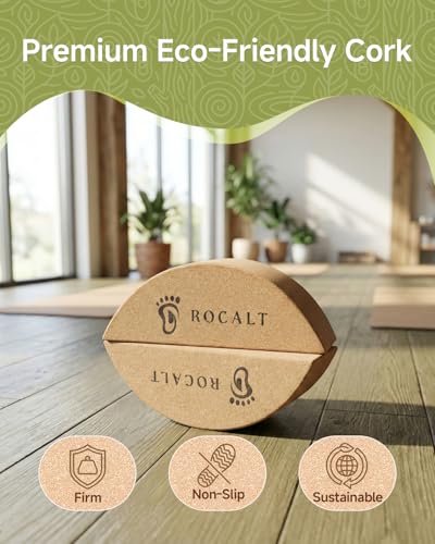 Rocalt Cork Yoga Blocks, Half Moon Foot and Calf Stretching Tool