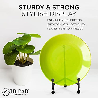 TRIPAR Modern Tripod Easel Display, Black Finish, Lightweight & Durable Design, Perfect for Displaying Pictures, Artwork, Plates, Tiles, & More, 8 Inch - size: 8 Inch