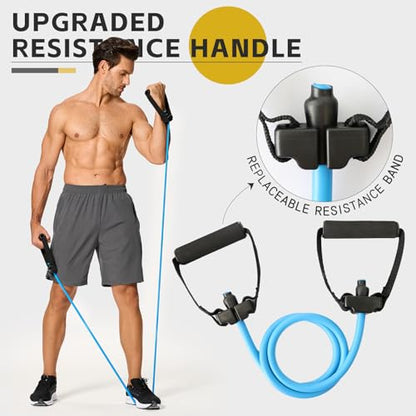 Latex-Free Resistance Bands with Handles for Exercise and Therapy | For Stretching, Strength Training, Physical Therapy, Home and Gym Workouts, Suitable for Women and Men