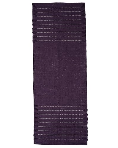 Indian Handmade 100% Organic Cotton Yoga Mat, Hand Woven Rug, Yoga Mat For Everyday Fitness at Home Comfortable Foldable Long Mat - color: Purple