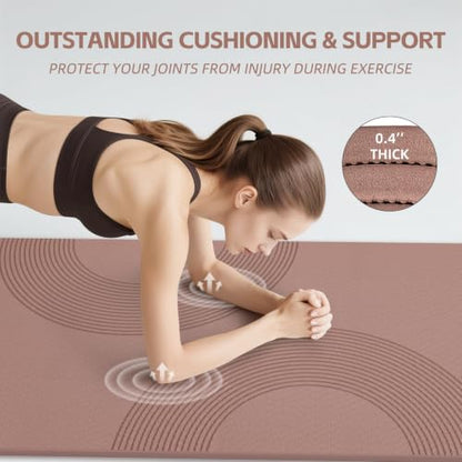 PAIDU Large Yoga Mat, 72"x36"x2/5" POE Non-Slip Exercise Mat | 10MM Thick, POE, non‑slip, ideal for home gym, yoga, pilates, fitness & floor use - color: Brown - Double C