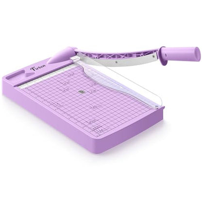 Firbon 12 Inch Guillotine Paper Cutter, Heavy Duty Paper Trimmer, Purple | 12-Sheet Capacity | Dual Scales | Paper, Cardstock & Photo Trimming | Scrapbooking Crafts | Office, Home & Studio Use - color: Purple