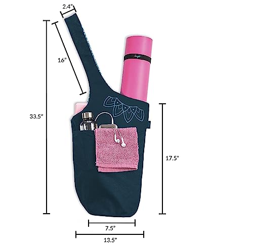 Yoga Mat Bag & Carrier with Pockets for Women - color: Teal 2 Tone