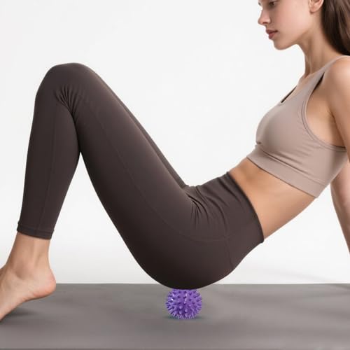 Spiky Massage Balls- 3PCS (Firm, Medium and Soft) Muscle Massager Ball for Feet, Back, Neck, Muscles, Foot Arch Trainer, Exercise, Physical Therapy, Hands Massager Roller for Plantar Fasciitis - color: Bluepurpleyellow