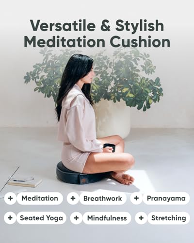 Mindful Modern Velvet Meditation Cushion | Luxe Zafu Yoga Floor Pillow Seat | Posture Support | Buckwheat Hull Filled | Large Round Cushion with Removable Washable Cover + Carry Handle - color: Graphite Grey