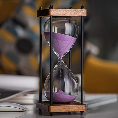 Large Hourglass Timer 60 Minute, Decorative Wooden Sandglass, Purple - color: Purple Sand
