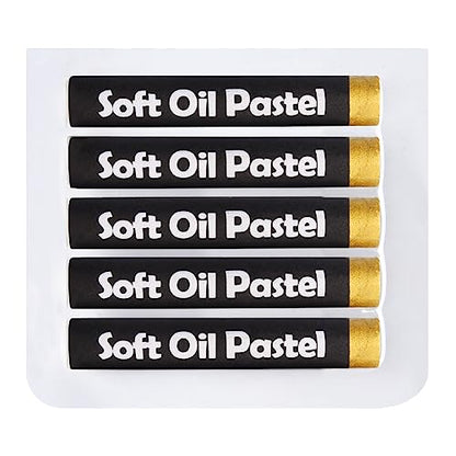 Mifuner Soft Oil Pastels Set (5 Sticks), Single Colors Heavy Oil Pastels Vibrant and Creamy,Pastel Art Supplies for Artists,Gallery Oil Painting Stick for Adult Art Drawing. Gold - color: Pastel-5pcs Gold