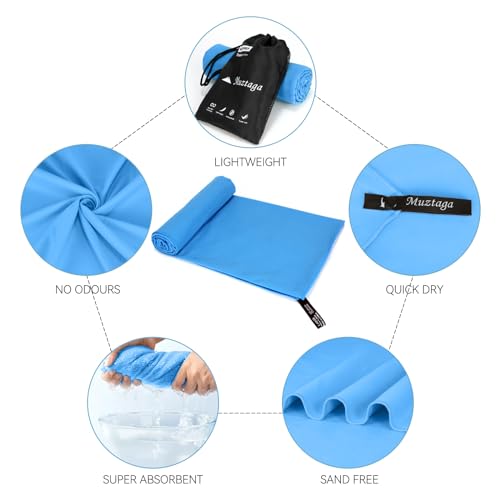 Microfiber Towel for Travel, Camping, Hiking, Backpacking, Shower – Quick Dry, Ultra Compact, Lightweight & Super Absorbent(Marine Blue,51x27 in) - color: Marine Blue, size: 51"x27"