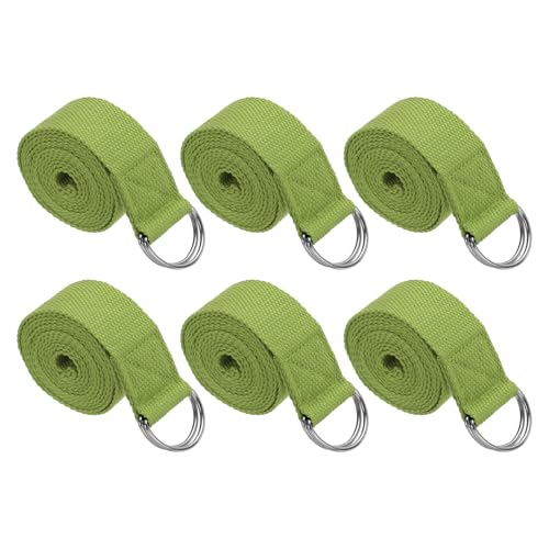 PATIKIL Yoga Strap for Stretching Cotton Yoga Belt with Adjustable Metal D-Ring Buckle Stretch Bands for Fitness Pilates - color: Dark Green, size: 6 Feet