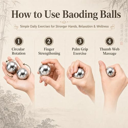 Baoding Balls 1.1 lbs Solid Metal Chinese Meditation Ball for Hand Therapy
