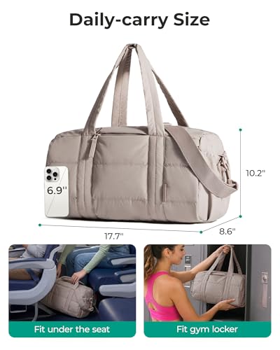 BAGSMART Reiki Gym Bag for Women Puffy Yoga Mat Travel Weekender Duffle Bag - color: Pink, size: Large