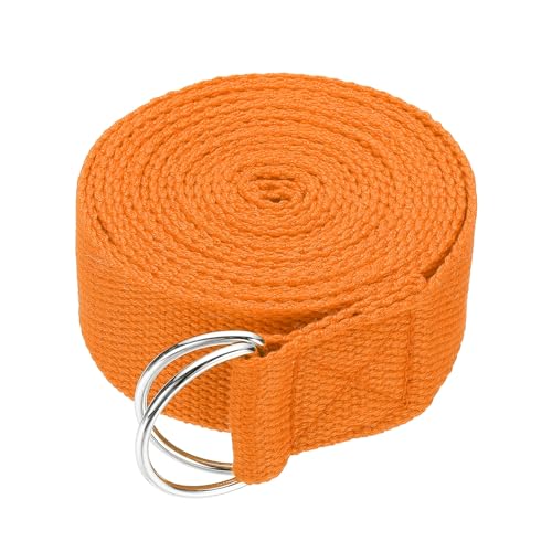 Yoga Strap for Stretching, Athletic Stretch Band with Adjustable Metal D Ring Buckle Yoga Bands - color: Orange, size: 10.5ft
