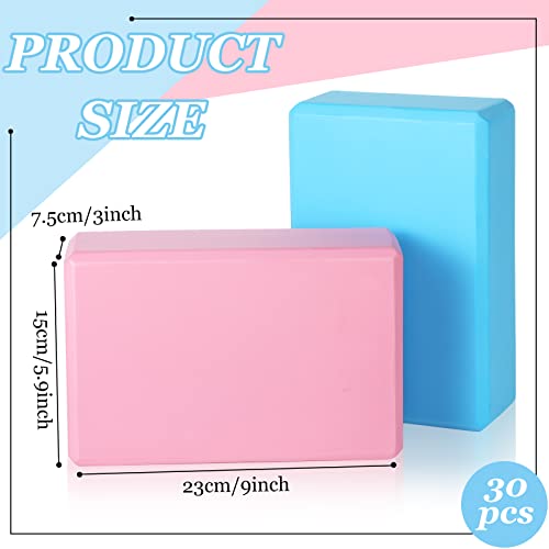 Meooeck 30 Pcs Yoga Blocks Bulk Eva Foam Block Pack, 9 x 6 x 3 Inch Exercise Brick Foam High Density Soft Non Slip Yoga Accessories for Exercise Pilates General Fitness and Workouts, Multicolor