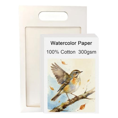 UniBeax Artist-Grade 100% Cotton Watercolor Paper Hot Pressed 300gsm 140lb, 10.6"x7.7", Premium Drawing Paper, for Professional Artist, 20 Sheets
