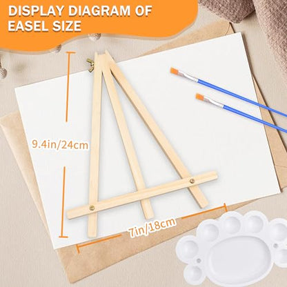 4 Pack 9 Inch Wood Easels, Tripod, Table Top Easels for Painting, Art Crafts Painting Party Easel, Student Tabletop Easels Stand for Painting, Portable Mini Canvas Photo Picture Sign Holder