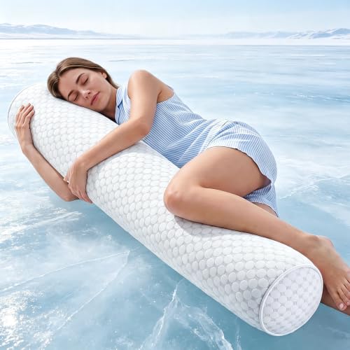 YZ HOME Cooling Bolster Body Pillow for Side Sleepers, Long Pillow for Bed - color: Grey, size: 8"*47"