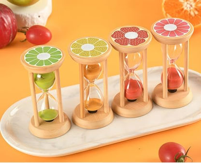 Mini Wooden Sand Timers,100% Bamboo Hourglass Watch 5 Min Fruit Sandglass Timer for Toothbrush Timer Games Classroom Home Office Cooking(Lemon+Green+5Min) - color: Lemon+green, size: 5Min
