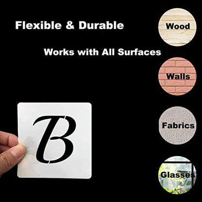 1.5 Inch Alphabet Letter Stencils for Painting - 70 Pack Letter and Number Stencil Templates with Signs for Painting on Wood, Reusable Cursive Letters Stencils for Chalkboard Wood Signs & Wall Art - size: 1.5 Inch