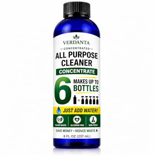 All Purpose Cleaner Concentrate | Makes 6 Bottles | Plant-Based, Non-Toxic, Allergen-Free | Safe for Kids & Pets | Eco-Friendly Multi-Surface Cleaning Spray (8 fl oz)