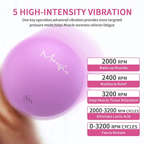 3" Single Massage Ball, 5 Speeds Vibrating Massage Ball Roller for Trigger Point Therapy, Deep Tissue Massager for Back, Neck, Foot, Myofascial Release, Pain Relief, Muscle Recovery,Purple - color: Purple