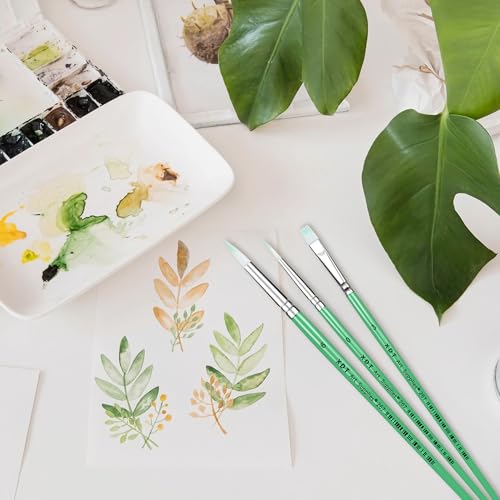 XDT#267 6Pcs Paint Brush Set for Acrylic Watercolor Oil – Professional Art Brushes with Ergonomic Handle, Non-Shedding Nylon Hair for Adults Kids Craft Painting - color: Green 6pcs