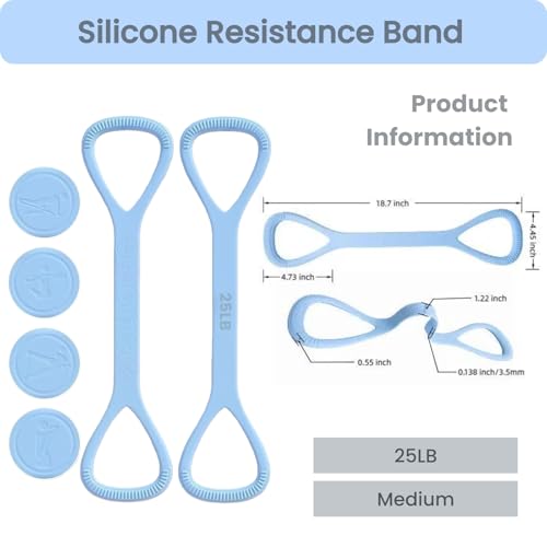 Figure 8 Resistance Band with Non-Slip Handles - color: 25LB Blue