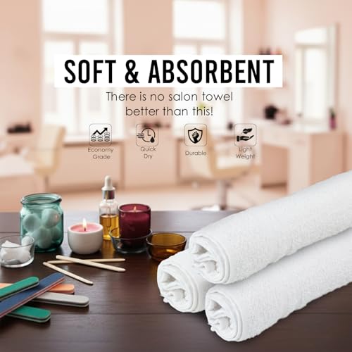 24 Pack White Hand Towels 100% Cotton Spa Towel – 16x27 inches Highly Absorbable Facial Towels Gym, Hair, Face, Bulk Small Towels (Not Bleach Proof) - color: White, size: HAND TOWEL PACK OF 24 16X27