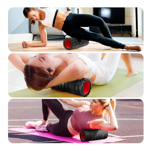 Krightlink Foam Roller for Deep Tissue Massager, 13" High Density Exercise Patented Roller for Muscle Massage and Myofascial Trigger Point Release Back Roller for Fitness, Yoga and Pilates (Black) - color: Pure Black